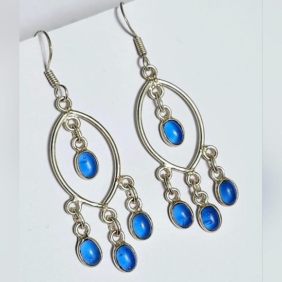 Quartz silver dangle earrings 2.25" - Picture 3 of 6